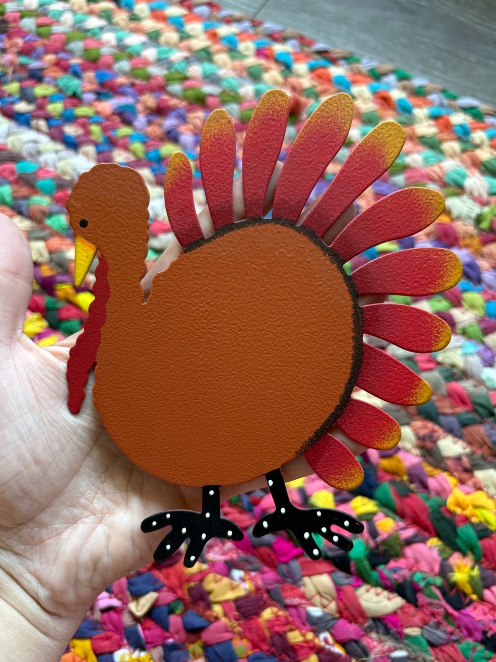 ROEDA HAND-PAINTED METAL THANKSGIVING TURKEY MAGNET